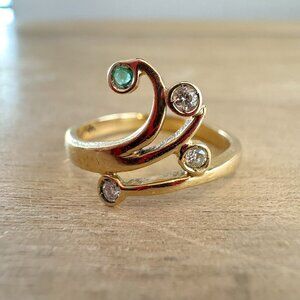 14K YELLOW GOLD DIAMOND EMERALD Ring - Size 5